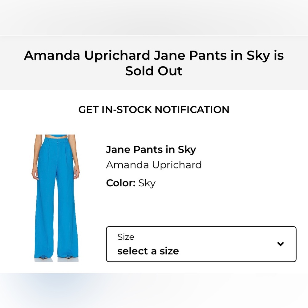 Revolve Amanda Uprichard Sky Blue Set Jane Flare Pants Cherri Crop Top - Picture 15 of 15